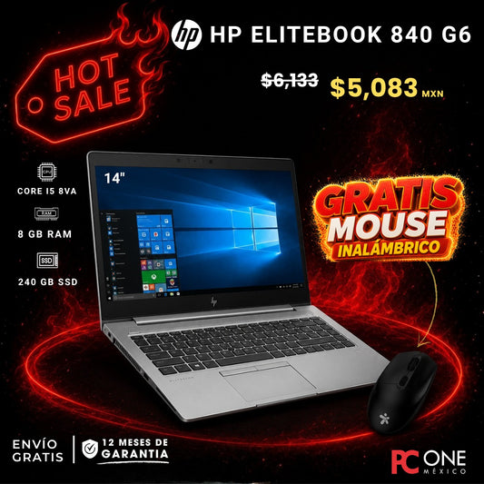 LAPTOP - HP ELITEBOOK 840 G6 - i5 8va gen. 8 GB RAM, 240 GB SSD, 14" + REGALO