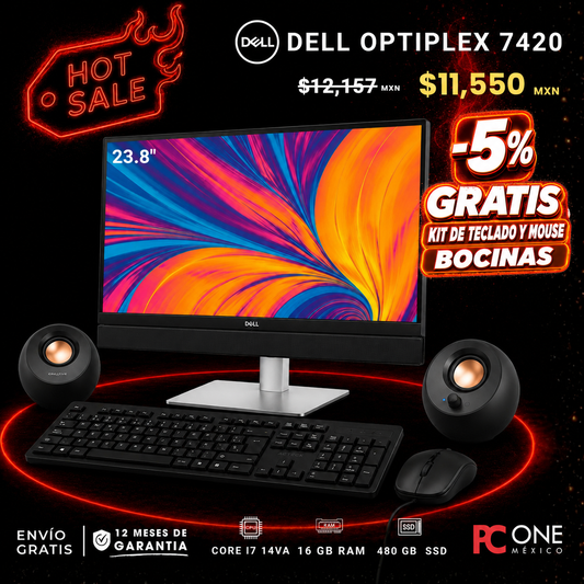AIO - Dell Optiplex 7420 - Core i7 14va Gen, 16 GB RAM, 480 GB SSD, 23.8" + REGALO + 5% Descuento