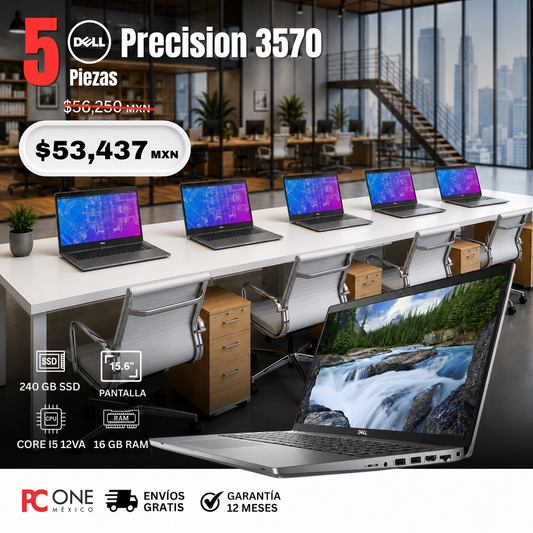 PAQUETE 5 LAPTOPS - Dell Precision 3570 - Core i5 12va Gen, 16 GB RAM, 240 GB SSD, 15.6" HD