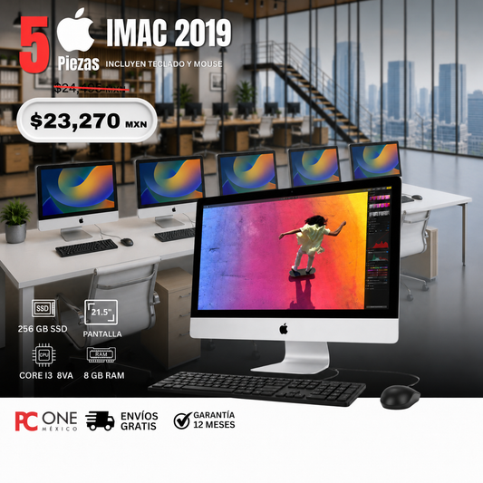 PAQUETE 5 PZS - IMAC 2019 - Core i3 8va Gen, 8 GB RAM, 256 GB SSD, 21.5"