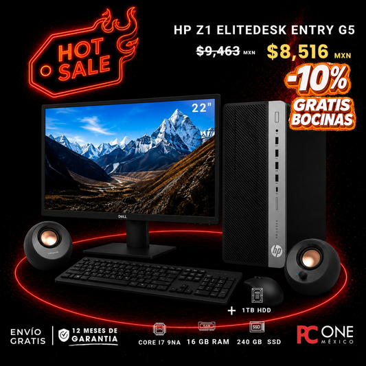 PC - HP Z1 Elitedesk Entry G5 Torre - Core i7 9na Gen, 16 GB RAM, 240 GB SSD, 1 TB HDD + REGALO + DESCUENTO