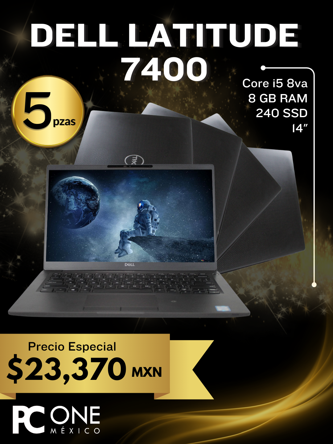 PAQUETE -  5 equipos Dell Latitude 7400 - i5 de 8va, 8 RAM, 256 SSD 14"