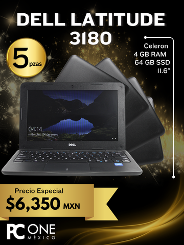 PAQUETE -  5 equipos Dell Latitude 3180 Celeron, 11.6"