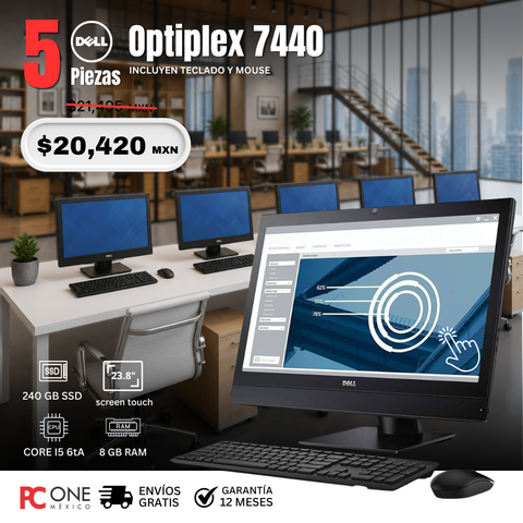 PAQUETE 5 PZS - AIO DELL OPTIPLEX 7440 - i5 6ta Gen. 8 GB RAM, 240 GB SSD , 23.8" Touch