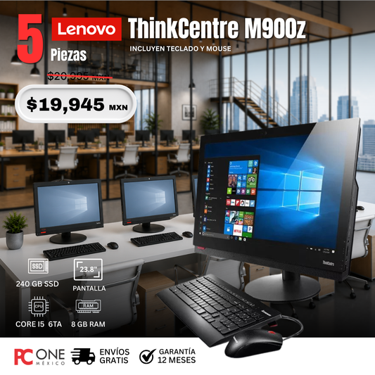 PAQUETE 5 PZS - AIO LENOVO THINKCENTRE M900Z - i5 6ta, 8 GB RAM, 240 GB SDD, 23.8''