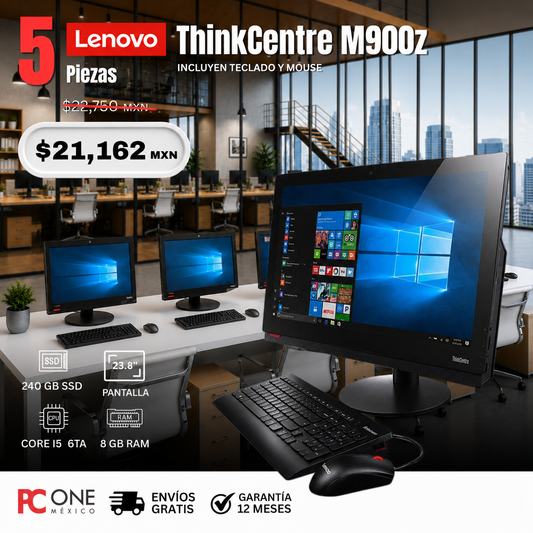 PAQUETE 5 PZS - AIO LENOVO THINKCENTRE M900Z - i5 6ta, 8 GB RAM, 240 GB SDD, 23.8''