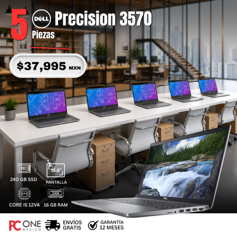 PAQUETE 5 LAPTOPS - Dell Precision 3570 - Core i5 12va Gen, 16 GB RAM, 240 GB SSD, 15.6" HD