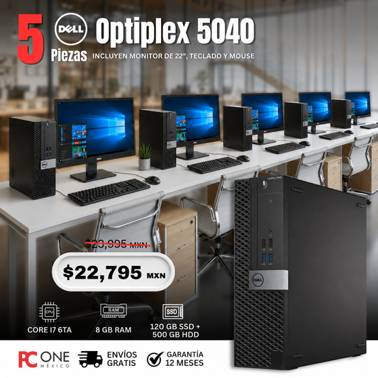 PAQUETE 5 EQUIPOS - DELL OPTIPLEX 5040 SFF -  CORE i7 6TA GEN, 8 GB RAM, 240 GB SSD