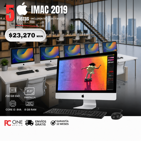 PAQUETE 5 PZS - IMAC 2019 - Core i3 8va Gen, 8 GB RAM,  256 GB SSD, 21.5"